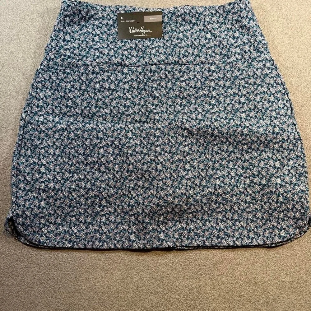 Walter Hagen Performance Sculpt Pull On Skort Navy Floral Golf Tennis Womens S